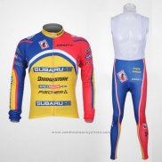 2011 Maillot Cyclisme Subaru Azur et Jaune Manches Longues et Cuissard