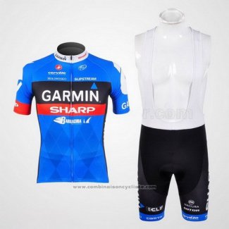 2012 Maillot Cyclisme Garmin Sharp Azur Manches Courtes et Cuissard