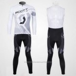 2012 Maillot Cyclisme Scott Blanc et Gris Manches Longues et Cuissard