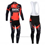 2013 Maillot Cyclisme BMC Noir et Rouge Manches Longues et Cuissard