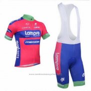 2013 Maillot Cyclisme Lampre Merida Rose et Azur Manches Courtes et Cuissard