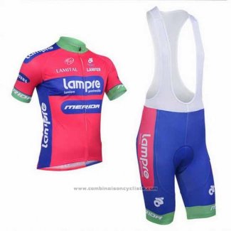 2013 Maillot Cyclisme Lampre Merida Rose et Azur Manches Courtes et Cuissard