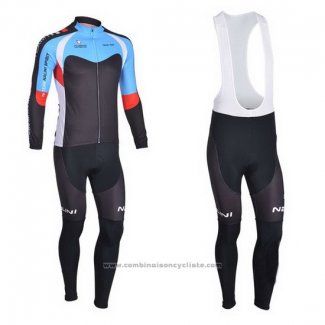 2013 Maillot Cyclisme Nalini Noir et Azur Manches Longues et Cuissard