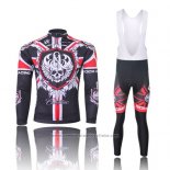 2013 Maillot Cyclisme Rock Racing Noir et Rouge Manches Longues et Cuissard