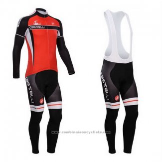 2014 Maillot Cyclisme Castelli Rouge Manches Longues et Cuissard