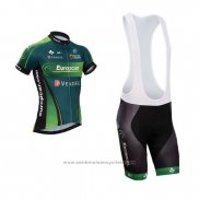 2014 Maillot Cyclisme Europcar Vert Manches Courtes et Cuissard