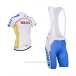 2014 Maillot Cyclisme Fox Cyclingbox Blanc et Bleu Manches Courtes et Cuissard