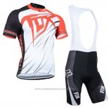 2014 Maillot Cyclisme Fox Orange et Blanc Manches Courtes et Cuissard