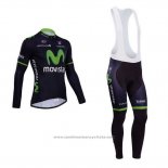 2014 Maillot Cyclisme Movistar Noir Manches Longues et Cuissard