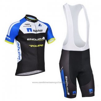 2014 Maillot Cyclisme Netapp Noir et Bleu Manches Courtes et Cuissard