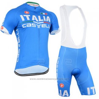 2015 Maillot Cyclisme Italie Blanc et Azur Manches Courtes et Cuissard