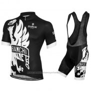 2016 Maillot Cyclisme Bianchi Blanc et Noir Manches Courtes et Cuissard