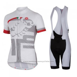 2016 Maillot Cyclisme Castelli Blanc et Rouge Manches Courtes et Cuissard