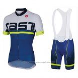 2016 Maillot Cyclisme Castelli Bleu Blanc Manches Courtes et Cuissard