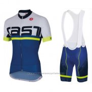 2016 Maillot Cyclisme Castelli Bleu Blanc Manches Courtes et Cuissard