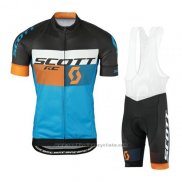 2016 Maillot Cyclisme Scott Bleu et Noir Manches Courtes et Cuissard