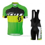 2016 Maillot Cyclisme Scott Jaune et Vert Manches Courtes et Cuissard