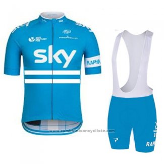 2016 Maillot Cyclisme Sky Azur Manches Courtes et Cuissard