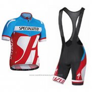 2016 Maillot Cyclisme Specialized Azur et Rouge Manches Courtes et Cuissard