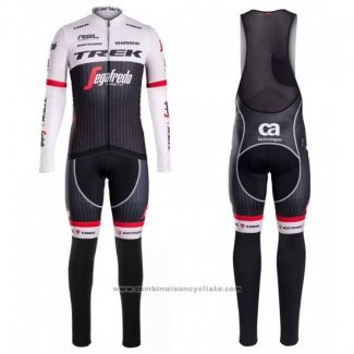 2016 Maillot Cyclisme Trek Segafredo Noir et Blanc Manches Longues et Cuissard