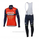 2017 Maillot Cyclisme Bahrain Merida Rouge Manches Longues et Cuissard