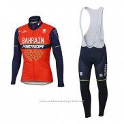 2017 Maillot Cyclisme Bahrain Merida Rouge Manches Longues et Cuissard