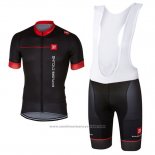 2017 Maillot Cyclisme Castelli Brillant Noir et Rouge Manches Courtes et Cuissard