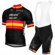 2017 Maillot Cyclisme Etixx Quick Step Champion Espagne Jaune et Noir Manches Courtes et Cuissard