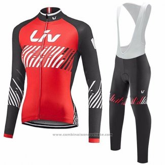 2017 Maillot Cyclisme Femme Liv Rouge Manches Courtes et Cuissard