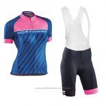 2017 Maillot Cyclisme Femme Northwave Bleu et Rose Manches Courtes et Cuissard