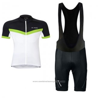 2017 Maillot Cyclisme Femme Vaude Blanc et Vert Manches Courtes et Cuissard