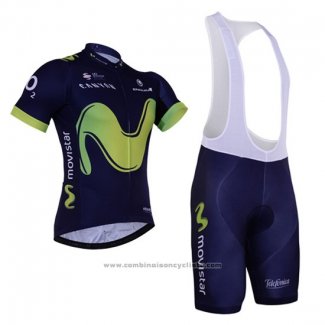 2017 Maillot Cyclisme Movistar Noir Manches Courtes et Cuissard