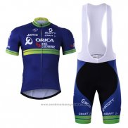 2017 Maillot Cyclisme Orica Bike Exchange Bleu Manches Courtes et Cuissard