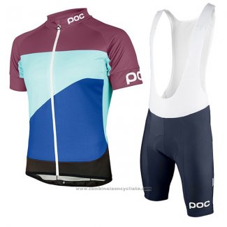 2017 Maillot Cyclisme POC Fondo Elements Bleu et Fuchsia Manches Courtes et Cuissard