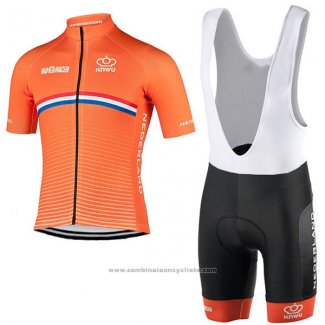 2017 Maillot Cyclisme Pays-Bas Orange Manches Courtes et Cuissard