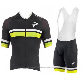 2017 Maillot Cyclisme Pinarello Noir et Jaune Manches Courtes et Cuissard