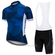 2018 Maillot Cyclisme Castelli Fonce Bleu Manches Courtes et Cuissard