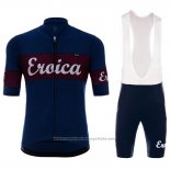 2018 Maillot Cyclisme Eroica Vino Fonce Bleu Manches Courtes et Cuissard