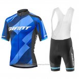 2018 Maillot Cyclisme Giant Elevate Bleu et Noir Manches Courtes et Cuissard