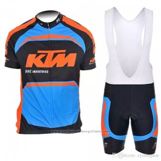 2018 Maillot Cyclisme Ktm Bleu Orange Manches Courtes et Cuissard