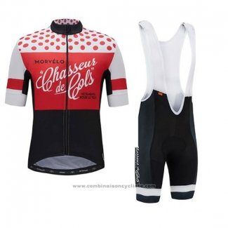 2018 Maillot Cyclisme Morvelo Rouge et Noir Manches Courtes et Cuissard