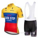 2018 Maillot Cyclisme Quick Step Floors Jaune Bleu Rouge Manches Courtes et Cuissard