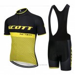 2018 Maillot Cyclisme Scott Noir et Jaune Manches Courtes et Cuissard