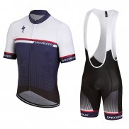 2018 Maillot Cyclisme Specialized Blanc Violet Manches Courtes et Cuissard