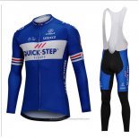 2018 Maillot Cyclisme UCI Monde Champion Quick Step Floors Bleu Manches Longues et Cuissard