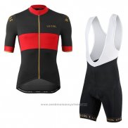 2019 Maillot Cyclisme Lecol Noir Rouge Manches Courtes et Cuissard