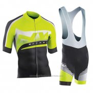 2019 Maillot Cyclisme Northwave Vert Argent Noir Manches Courtes et Cuissard