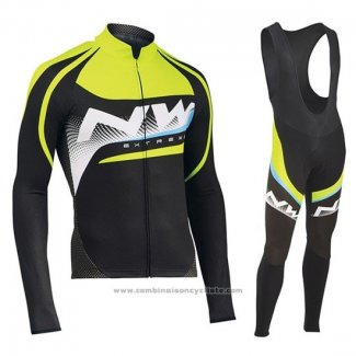 2019 Maillot Cyclisme Northwave Vert Blanc Noir Manches Longues et Cuissard