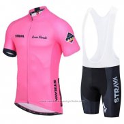 2019 Maillot Cyclisme STRAVA Rose Manches Courtes et Cuissard