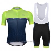 2019 Maillot Cyclisme Chomir Vert Fonce Bleu Manches Courtes et Cuissard